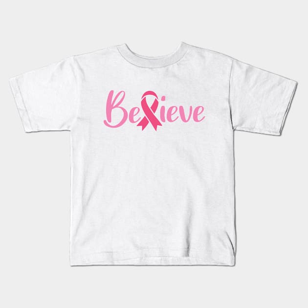 Believe - Cancer Awareness Kids T-Shirt by Peach Lily Rainbow